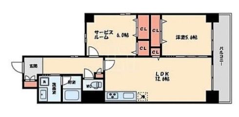 間取り図 - 大阪市中央区・駅近5分のルームシェア募集} - ルームシェアルームメイト