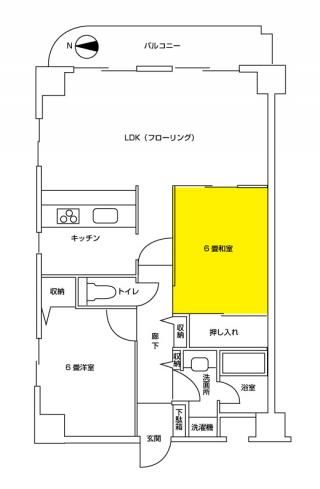 間取り図 - 東横線新丸子駅から徒歩3分のマンション、2ldkの1部屋をお貸しします。} - ルームシェアルームメイト