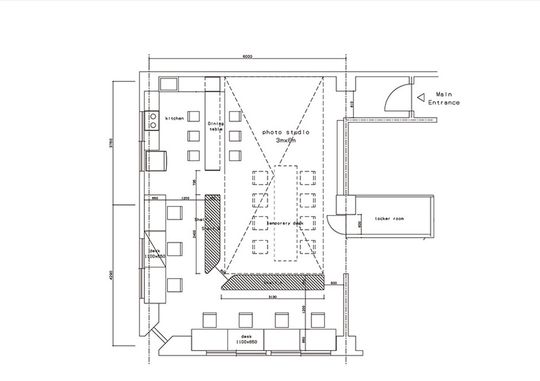 間取り図 - 銀座でシェアオフィス、スタジオ、アトリエ 【OKEYA】} - ルームシェアルームメイト