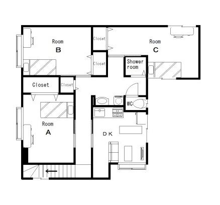 間取り図 - 女性限定シェアハウス★☆アクセス良好！！場所は福岡市東区箱崎！} - ルームシェアルームメイト