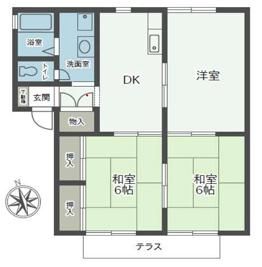 間取り図 - 神奈川県茅ヶ崎市萩園にある賃貸アパート　【ガーデンパレス 201】} - ルームシェアルームメイト