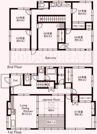 間取り図 - 横浜◆1ヶ月間限定で無料◆上京目的可能◆即入居可能} - ルームシェアルームメイト