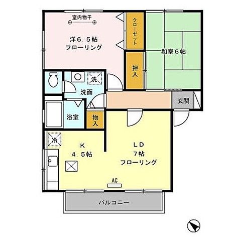 間取り図 - 2LDKで私1人で住んでおります！一部屋お貸しします} - ルームシェアルームメイト