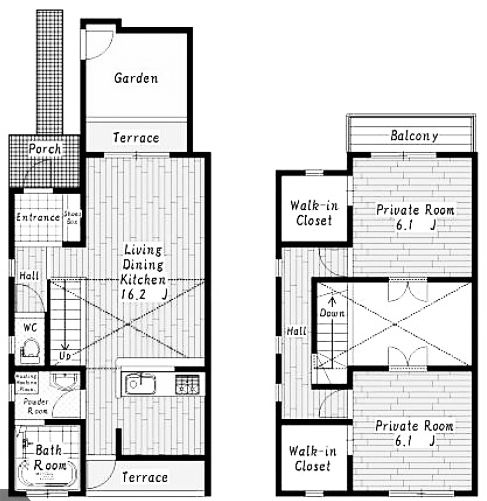 間取り図 - 4月からシェアメイト募集！綺麗です！} - ルームシェアルームメイト