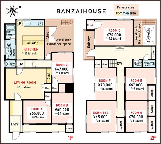 間取り図 - 【初月無料!5ヶ月家賃1万円引き!】シェアハウス・フリーレントキャンペーン実施中!} - ルームシェアルームメイト