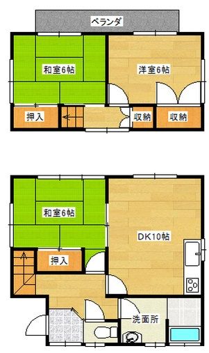間取り図 - 【生活保護の方 相談可】つくば市森の里｜個室6帖(2階)｜敷礼0・仲介0｜月額45,000円(光熱費定額)｜電動自転車無料} - ルームシェアルームメイト
